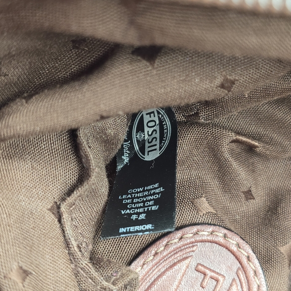 Fossil Morgan Zip Top Crossbody Messenger Shoulder Bag Brown Pebble Leather - Picture 10 of 14